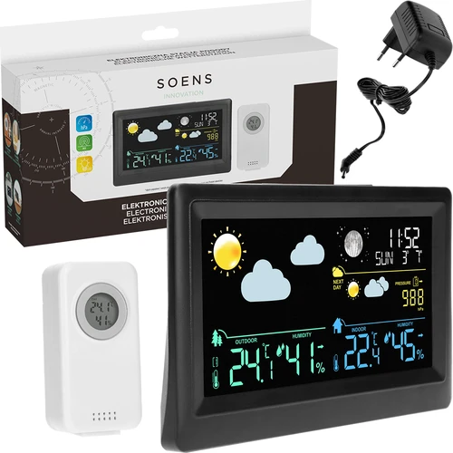 Stazione meteo elettronica – senza fili, con sensore, nera - 7