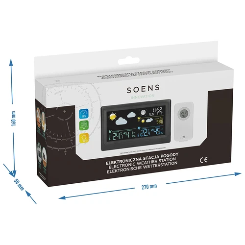Stazione meteo elettronica – senza fili, con sensore, nera - 14