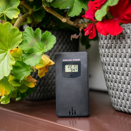 Stazione meteo RCC, DCF – elettronica, retroilluminata, senza fili, con sensore, nera - 17