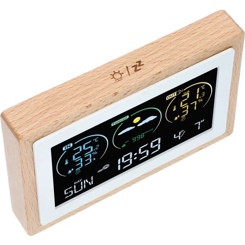 Stazione meteo (RCC, DCF) - elettronica, senza fili, retroilluminata, con sensore, bianca - 4