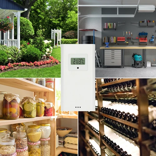 Stazione meteo (RCC, DCF) - elettronica, senza fili, retroilluminata, con sensore, bianca - 12