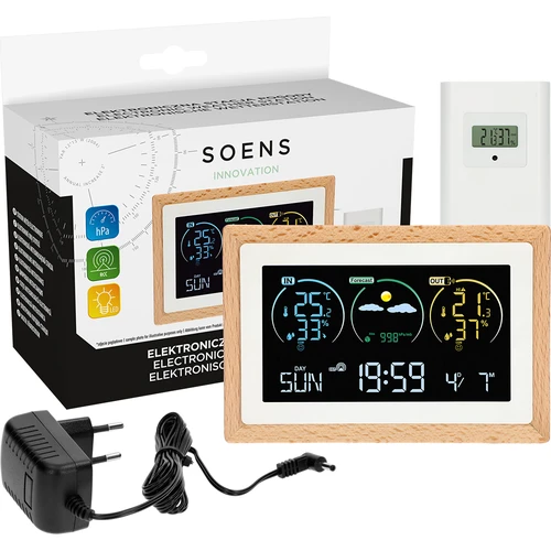 Stazione meteo (RCC, DCF) - elettronica, senza fili, retroilluminata, con sensore, bianca - 7