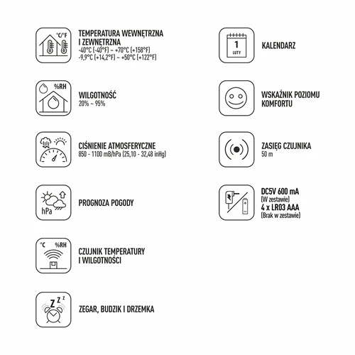 Stazione meteo (RCC, DCF) - elettronica, senza fili, retroilluminata, con sensore, bianca - 9