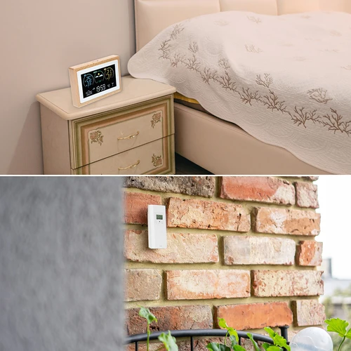 Stazione meteo (RCC, DCF) - elettronica, senza fili, retroilluminata, con sensore, bianca - 11