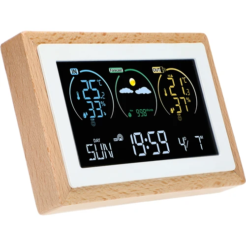 Stazione meteo (RCC,DCF) - elettronica, senza fili, retroilluminata, sensore, bianca - 3
