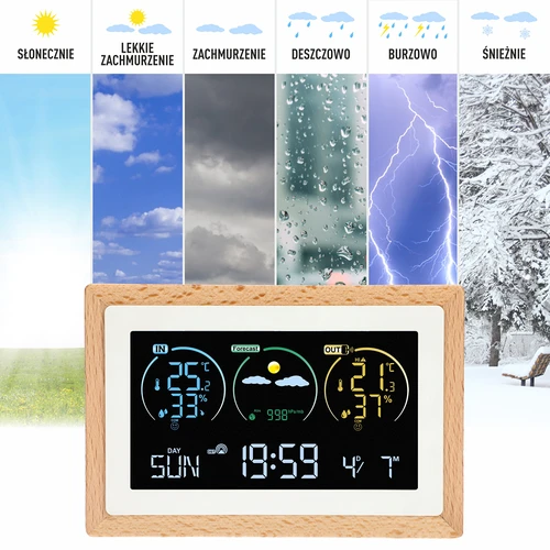 Stazione meteo (RCC,DCF) - elettronica, senza fili, retroilluminata, sensore, bianca - 10