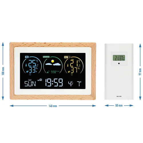 Stazione meteo (RCC,DCF) - elettronica, senza fili, retroilluminata, sensore, bianca - 14