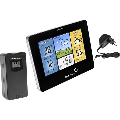 Stazione meteo RCC – elettronica, retroilluminata, wireless, con sensore, nera