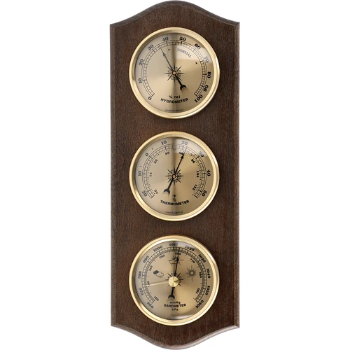 Stazione meteo retrò - colore wenge con quadranti dorati  - 1 