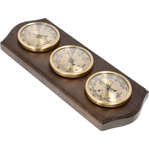 Stazione meteo retrò - colore wenge con quadranti dorati - 2