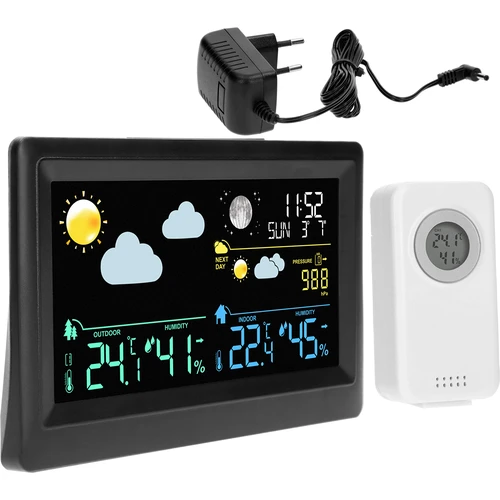 Stazione meteorologica elettronica – wireless, con sensore, nera  - 1 