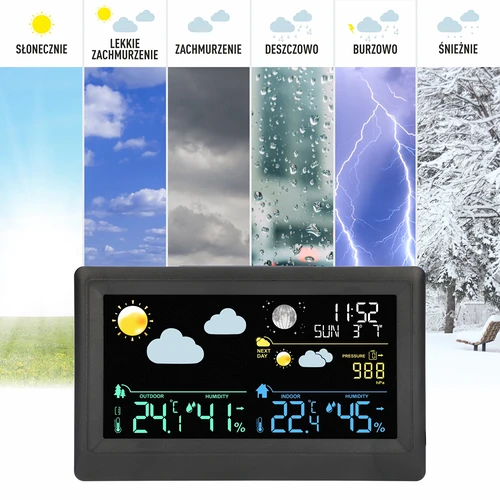 Stazione meteorologica elettronica – wireless, con sensore, nera - 9