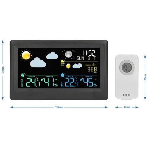 Stazione meteorologica elettronica – wireless, con sensore, nera - 13