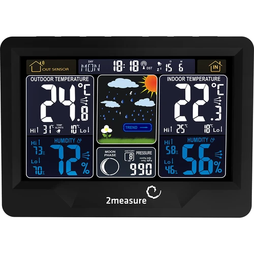 Stazione meteorologica RCC, DCF – elettronica, retroilluminata, wireless, sensore, nera - 3