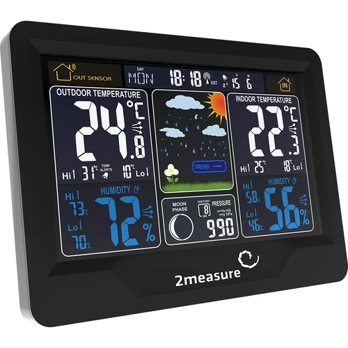Stazione meteorologica RCC, DCF – elettronica, retroilluminata, wireless, sensore, nera - 4