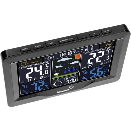 Stazione meteorologica RCC, DCF – elettronica, retroilluminata, wireless, sensore, nera - 5
