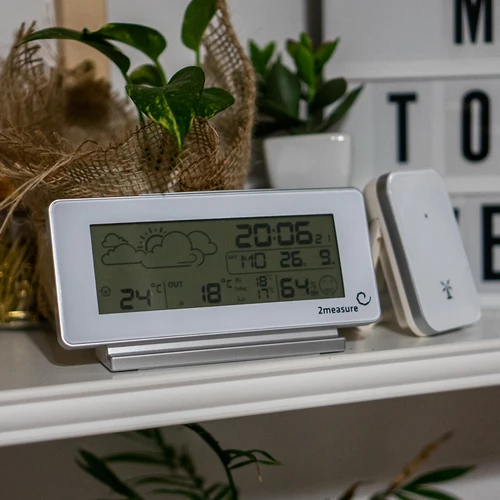 Stazione meteorologica RCC, DCF – elettronica, senza fili, con sensore retroilluminato, bianca - 10