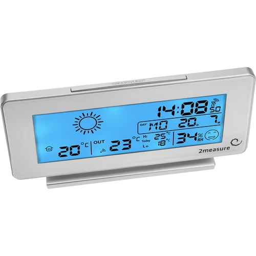 Stazione meteorologica RCC, DCF – elettronica, senza fili, con sensore retroilluminato, bianca - 3