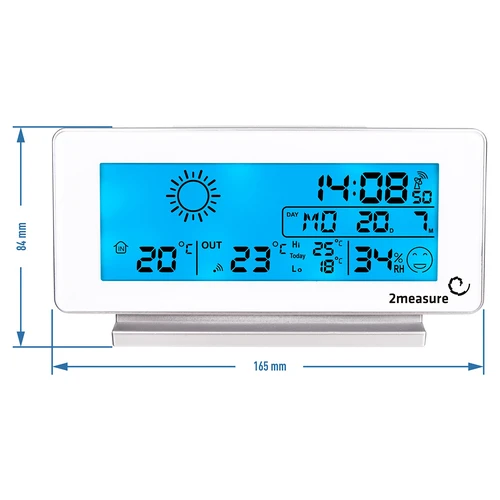 Stazione meteorologica RCC, DCF – elettronica, senza fili, con sensore retroilluminato, bianca - 9