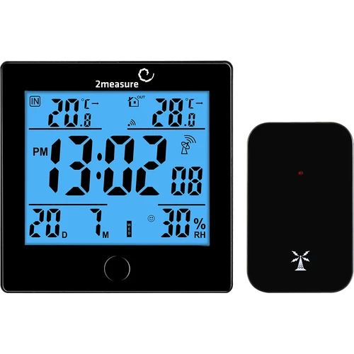 Stazione meteorologica RCC, DCF – elettronica, wireless, sensore retroilluminato, nero  - 1 
