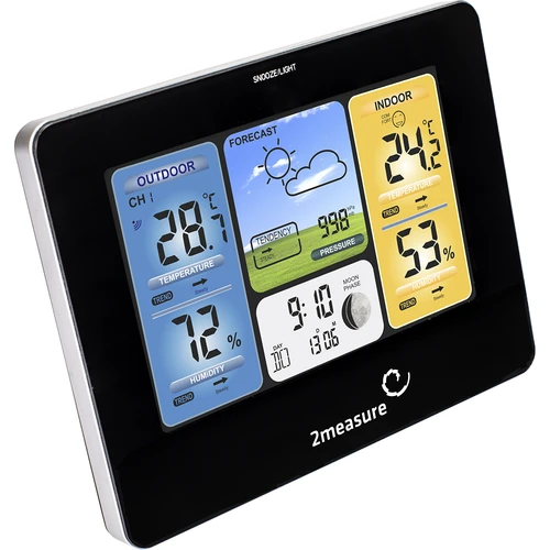 Stazione meteorologica RCC – elettronica, retroilluminata, wireless, sensore, nera - 6