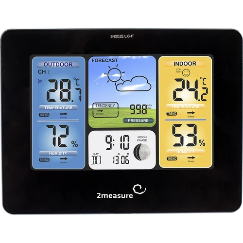 Stazione meteorologica RCC – elettronica, retroilluminata, wireless, sensore, nera - 4
