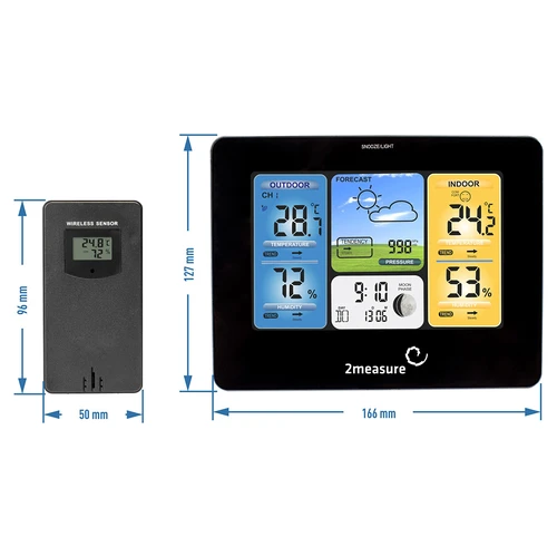 Stazione meteorologica RCC – elettronica, retroilluminata, wireless, sensore, nera - 11