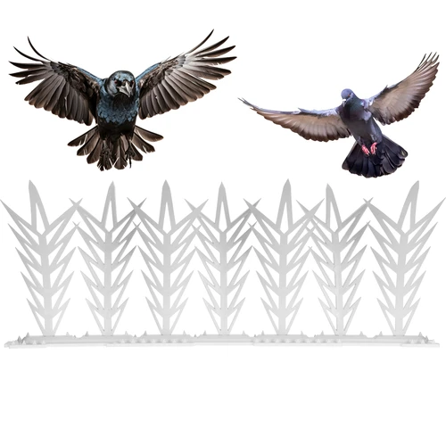 Strisce con punte dissuasorie per uccelli, decorative, bianche - in materiale plastico, 6 pezzi - 4