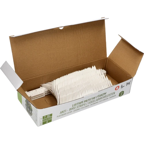 Strisce con punte dissuasorie per uccelli, decorative, bianche - in materiale plastico, 6 pezzi - 8