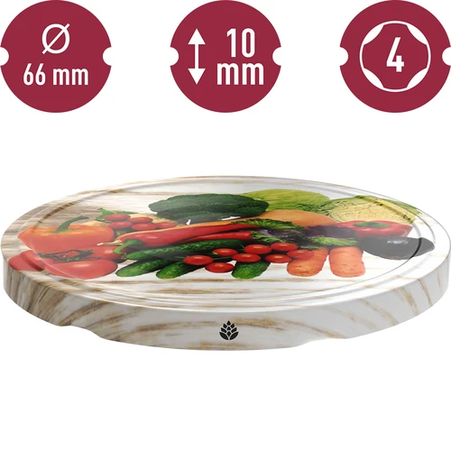 Tappi Ø 66/4 con verdure su sfondo bianco - 10 pz. - 3