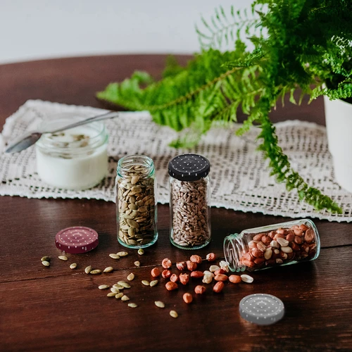 Tappi twist-off fi 43 mm a pois (mix colori) - 10 pezzi - 12