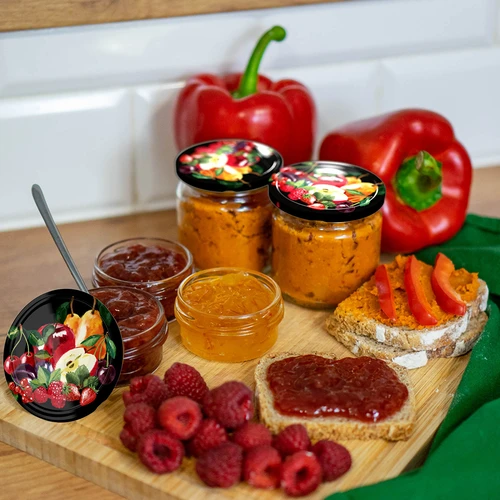 Tappi twist-off Ø 66/4 con frutta su sfondo nero - 10 pz - 6