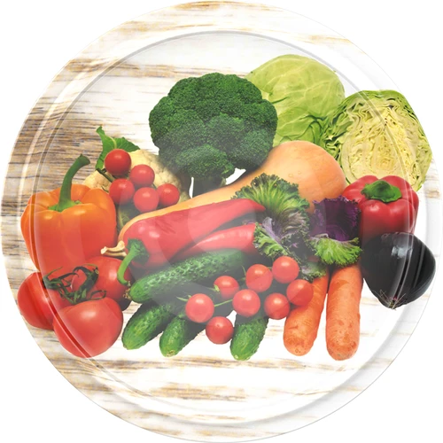 Tappi twist-off Ø 82/6 con verdure su sfondo bianco - 10 pz