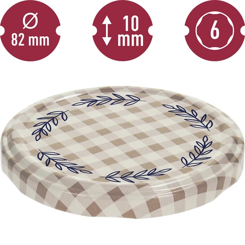 Tappo twist-off Ø82/6 a quadretti beige, 10 pz - 2