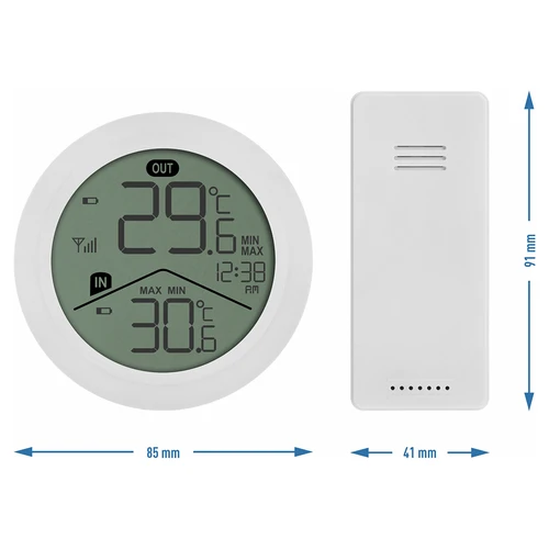 Termometr elektroniczny marki Soens - z czujnikiem zewnętrznym, okrągły biały - 5