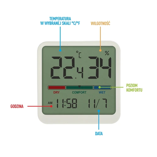 Termometr elektroniczny pokojowy, biały - 7