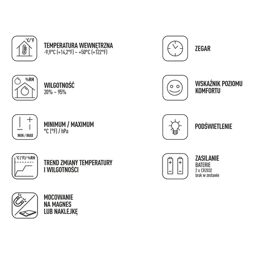 Termometr elektroniczny pokojowy, czarny - 13