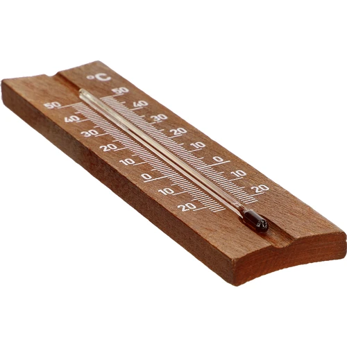 Termometr pokojowy drewniany (-20 do +50°C), ciemny brąz, 15cm - 4