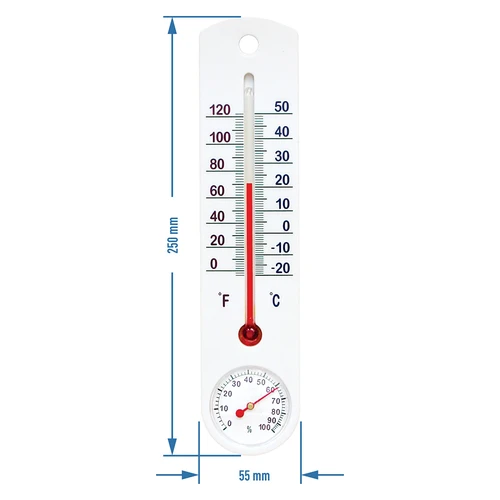 Termometr uniwersalny biały z higrometrem (-20°C do +50°C) 25cm - 2
