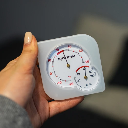 Termometr wewnętrzny bimetaliczny z higrometrem (-20 do +50°C), biały - 8