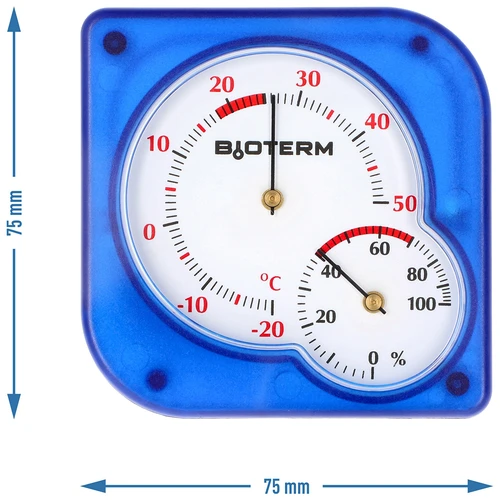 Termometr wewnętrzny bimetaliczny z higrometrem (-20 do +50°C), niebieski - 4