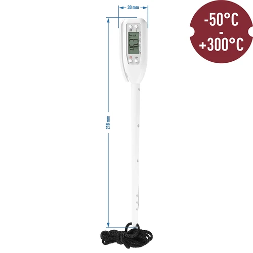 Termometro da cucina elettronico (-50°C a +300°C) con custodia, bianco - 2