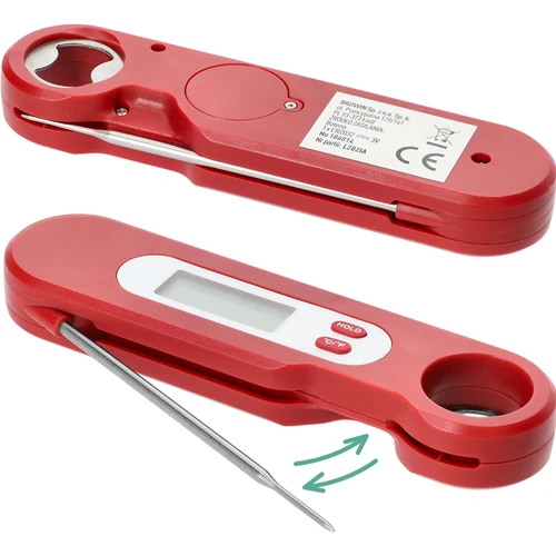 Termometro da cucina elettronico con sonda pieghevole (-50/+300℃), rosso - 4