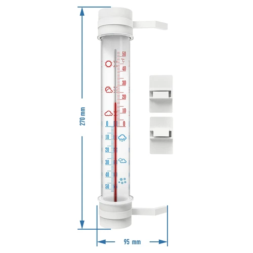 Termometro da esterno (-50°C a +50°C) 23 cm, colori assortiti, produzione polacca - 2