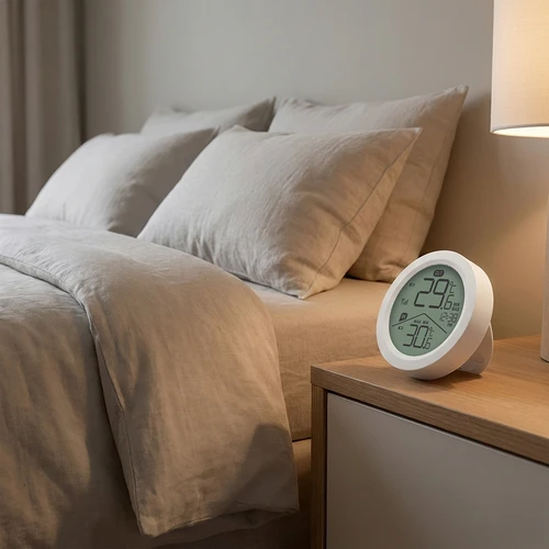 Termometro elettronico Soens - con sensore esterno, rotondo bianco - 6