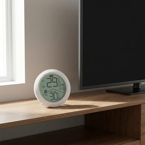 Termometro elettronico Soens - con sensore esterno, rotondo bianco - 7