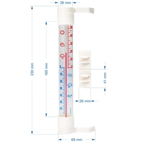 Termometro esterno con scala trasparente (-70°C a +50°C) 23cm mix - 2