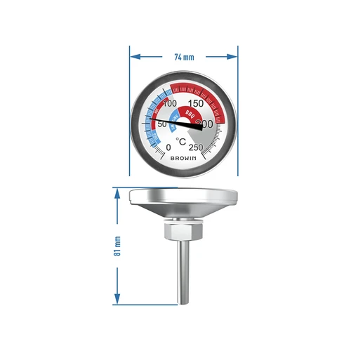 Termometro per affumicatoio e BBQ (0°C a +250°C) 5,7cm - 6