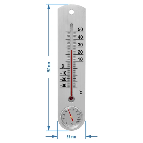 Termometro universale argentato con igrometro (-30°C a +50°C) 25 cm - 2