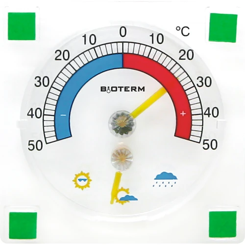 Termometro universale con igrometro trasparente, autoadesivo (-50°C a +50°C)  - 1 